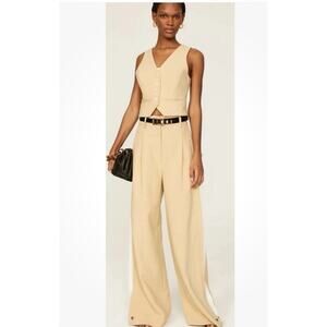 NEW Favorite Daughter The Margaret Vest & Wide Leg Pants SET Size Small 4 Beige